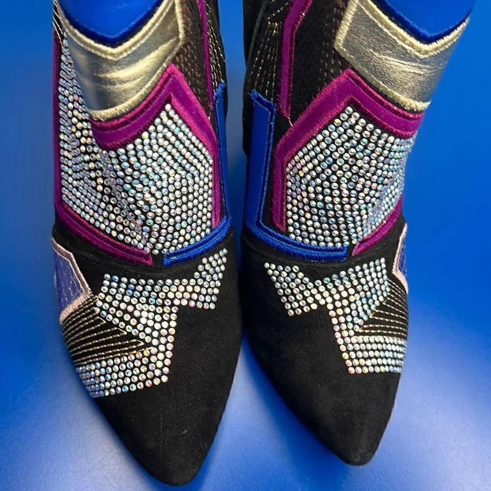 Giuseppe Zanotti Crystals Patchwork Ankle Boots